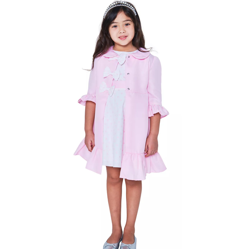 Rare Editions Pink 2-Pc. Polka-Dot Dress & Ruffled Coat Set Size 6 NWT